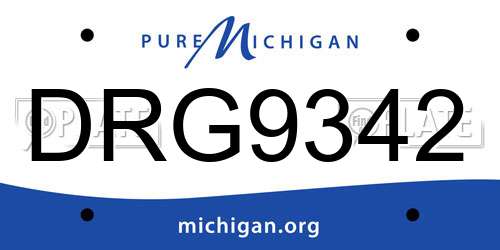 DRG9342 Michigan License Plate