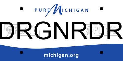 DRGNRDR Michigan License Plate