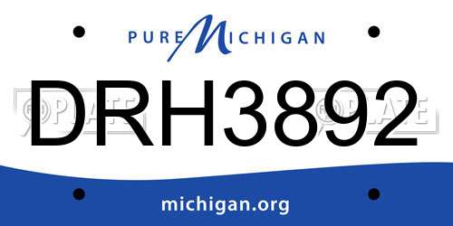 DRH3892 Michigan License Plate