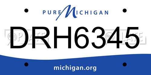 DRH6345 Michigan License Plate