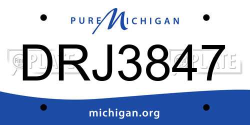 DRJ3847 Michigan License Plate