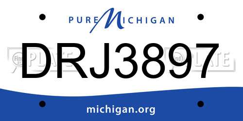DRJ3897 Michigan License Plate