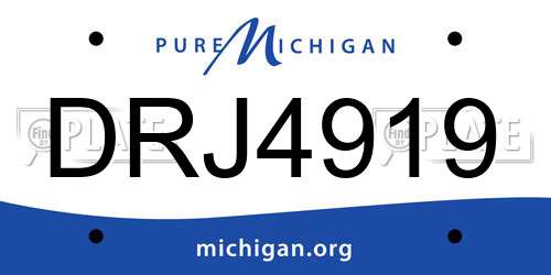 DRJ4919 Michigan License Plate