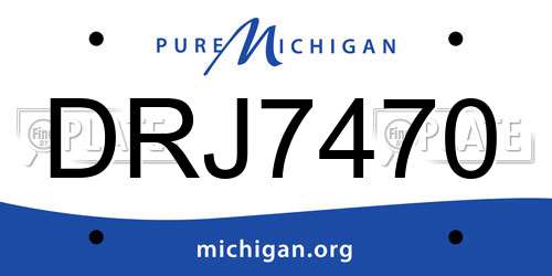 DRJ7470 Michigan License Plate