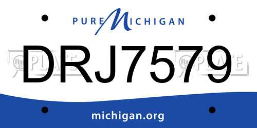 DRJ7579 Michigan License Plate