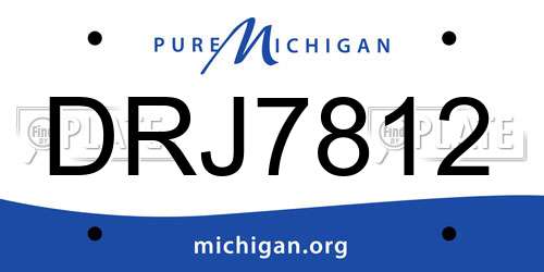 DRJ7812 Michigan License Plate