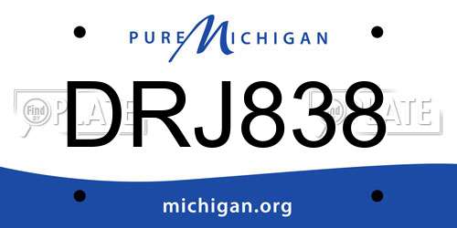 DRJ838 Michigan License Plate