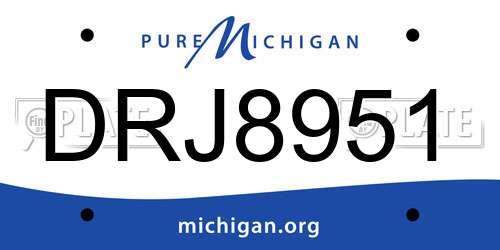 DRJ8951 Michigan License Plate