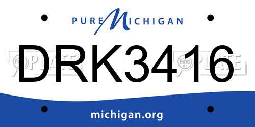 DRK3416 Michigan License Plate