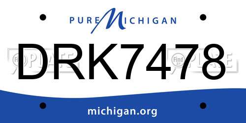 DRK7478 Michigan License Plate