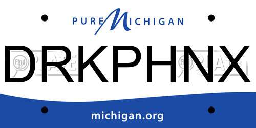 DRKPHNX Michigan License Plate