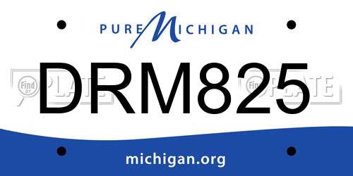 DRM825 Michigan License Plate