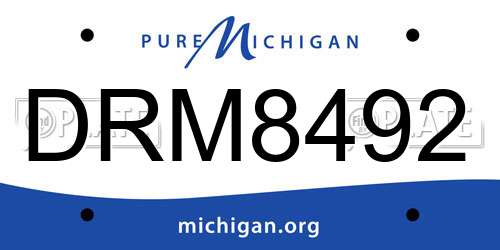 DRM8492 Michigan License Plate