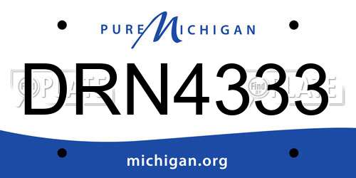 DRN4333 Michigan License Plate