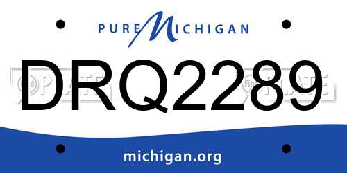 DRQ2289 Michigan License Plate
