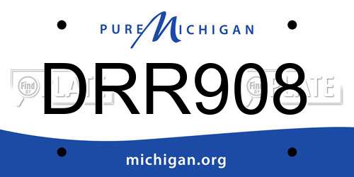 DRR908 Michigan License Plate
