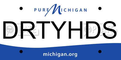 DRTYHDS Michigan License Plate