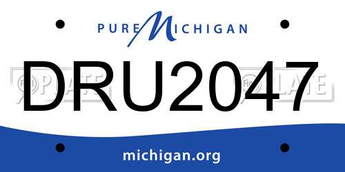DRU2047 Michigan License Plate