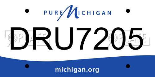 DRU7205 Michigan License Plate