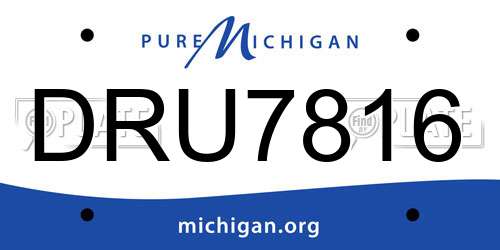 DRU7816 Michigan License Plate