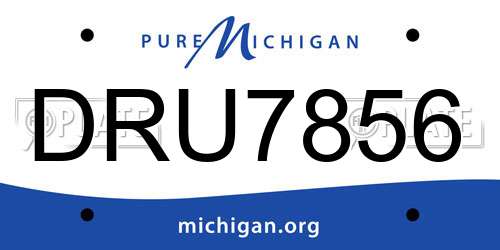 DRU7856 Michigan License Plate