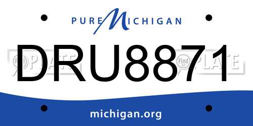 DRU8871 Michigan License Plate