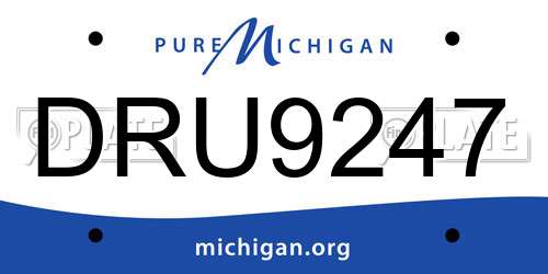 DRU9247 Michigan License Plate