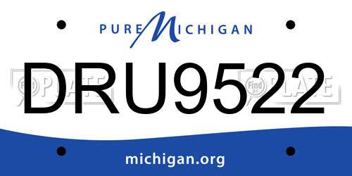 DRU9522 Michigan License Plate