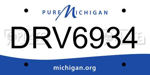 DRV6934 Michigan License Plate