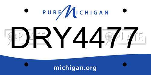 DRY4477 Michigan License Plate