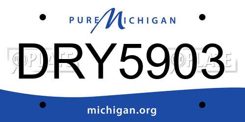DRY5903 Michigan License Plate