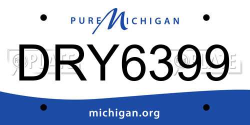 DRY6399 Michigan License Plate