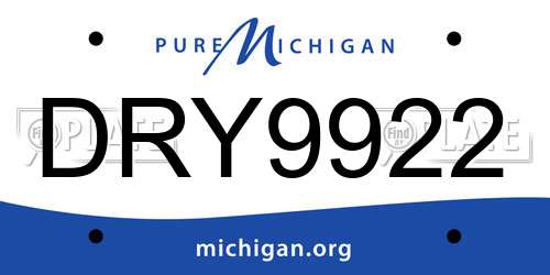 DRY9922 Michigan License Plate