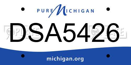 DSA5426 Michigan License Plate