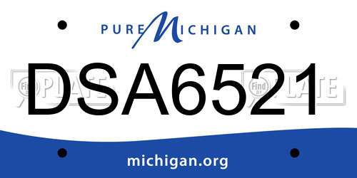DSA6521 Michigan License Plate