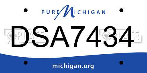 DSA7434 Michigan License Plate