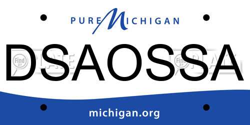DSAOSSA Michigan License Plate