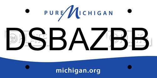 DSBAZBB Michigan License Plate