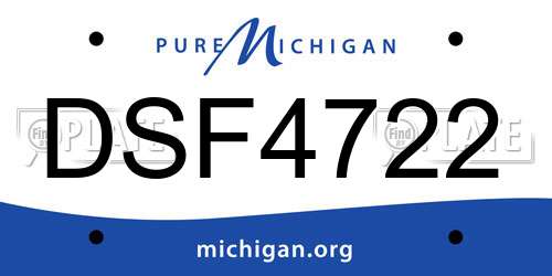 DSF4722 Michigan License Plate