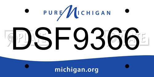 DSF9366 Michigan License Plate