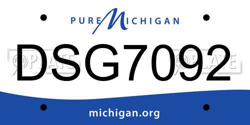 DSG7092 Michigan License Plate