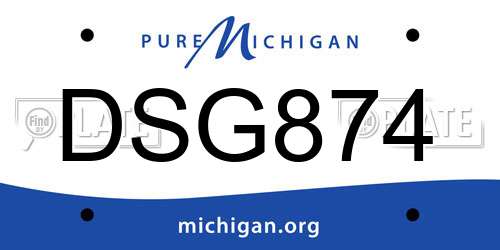 DSG874 Michigan License Plate