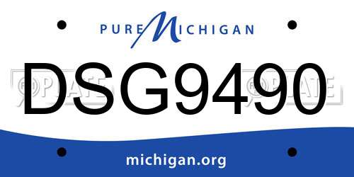 DSG9490 Michigan License Plate