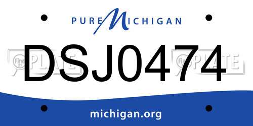 DSJ0474 Michigan License Plate