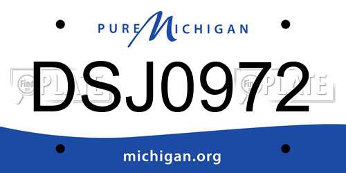 DSJ0972 Michigan License Plate