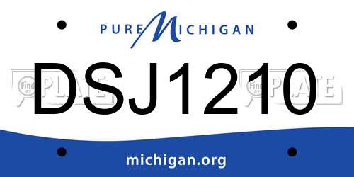 DSJ1210 Michigan License Plate