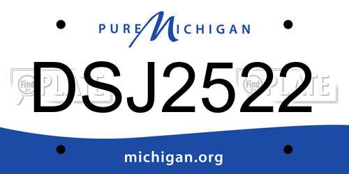 DSJ2522 Michigan License Plate