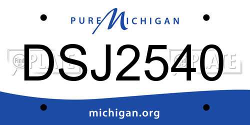 DSJ2540 Michigan License Plate