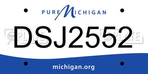 DSJ2552 Michigan License Plate