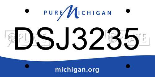 DSJ3235 Michigan License Plate